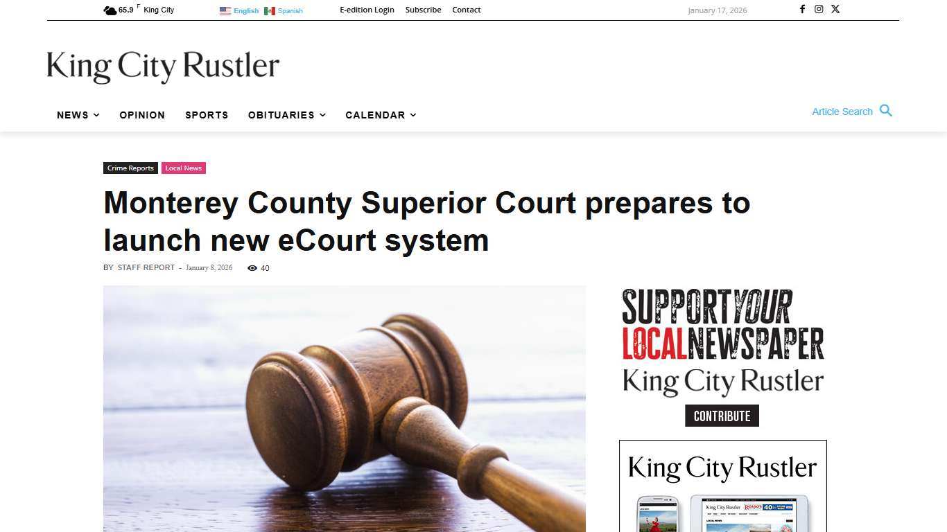 Monterey County Superior Court prepares to launch new eCourt system | The King City Rustler | Your Local News Source in King City, California