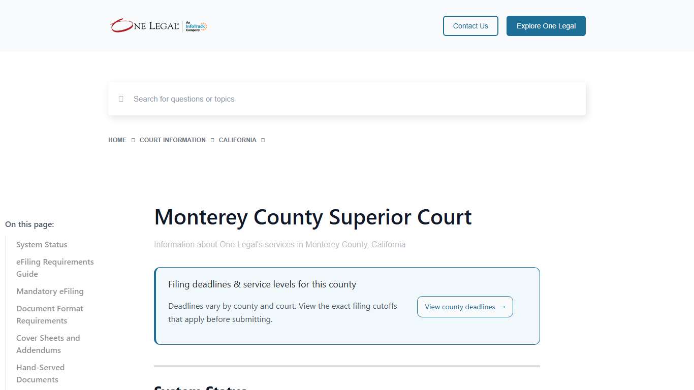 Monterey County Superior Court - One Legal
